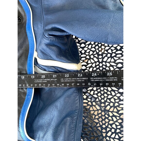 Vintage Black and Blue Leather Motorcycle Racing Jacket - Size L - Picture 6 of 10
